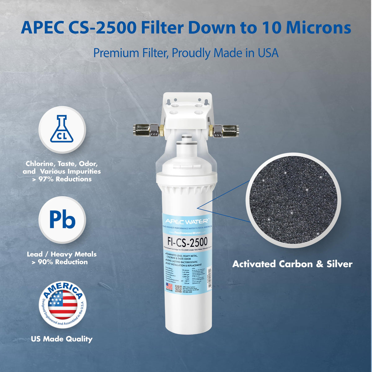 CS 2500 Ultra High Capacity Under Sink Water Filtration System (15 x 3.5 inches (Pack of 1) / CS-2500)