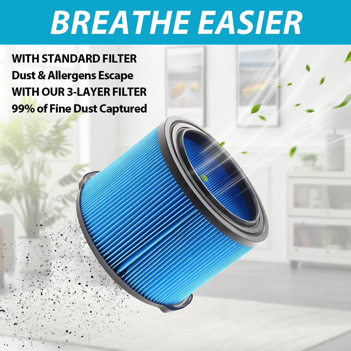 2 Pack VF3500 Replacement Filter for Ridgid 3 (VF3500)