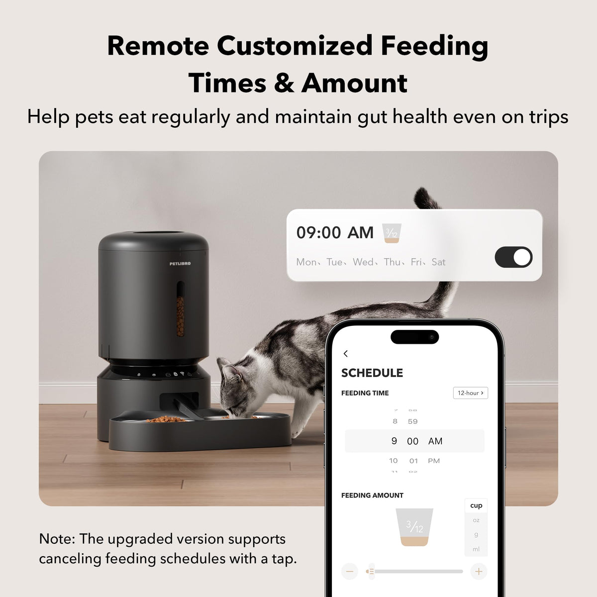 Automatic Cat Feeder for 2 Cats (Black / Dual Tray with WiFi)
