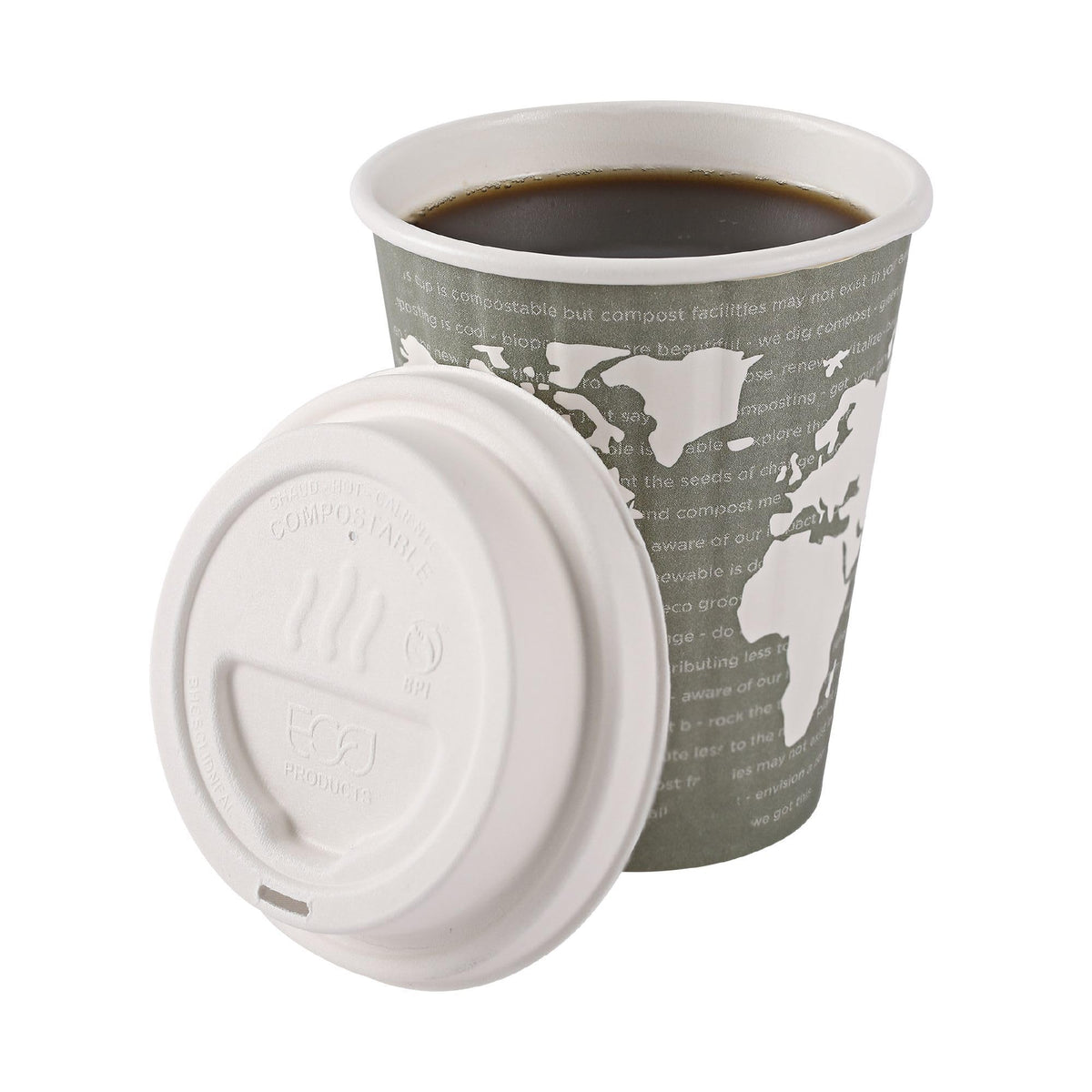 Eco Products Compostable Molded Fiber Coffee Cup Lids (Molded Fiber / 10-20 oz White, 1000 Count)