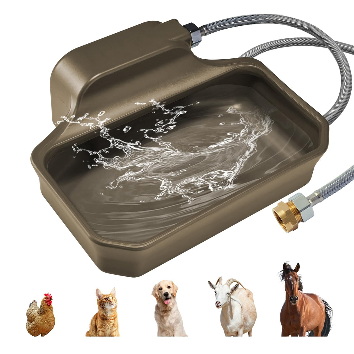 Auto Fill Dog Water Bowl (Brown)