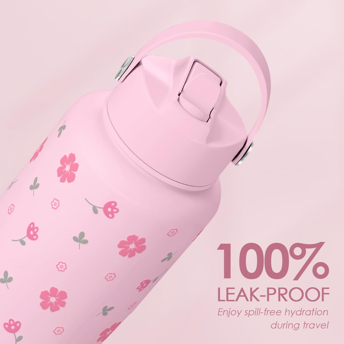 Floral Water Bottle 32oz Stainless Steel with Lid (Floral)