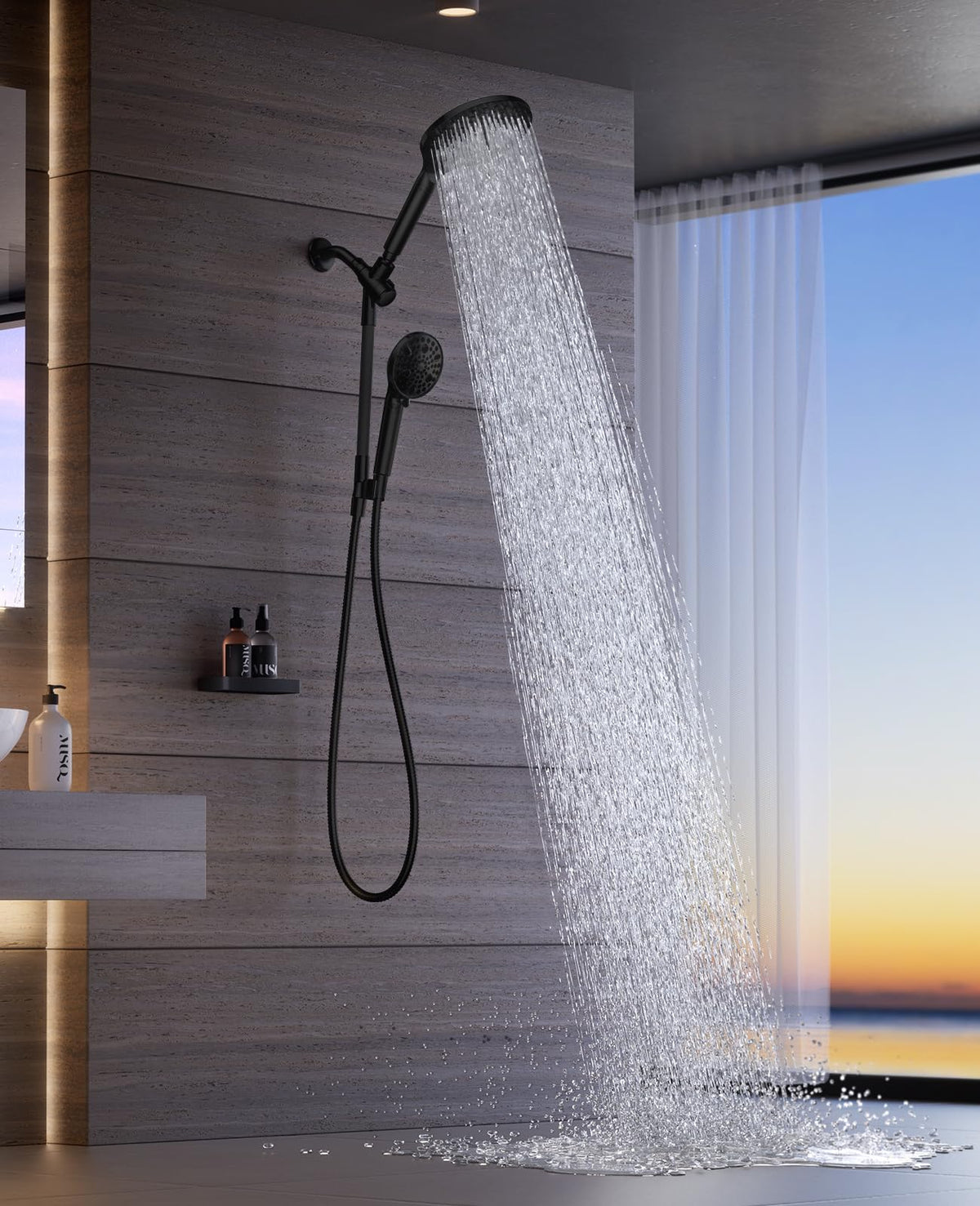 21 Setting Dual Filtered Handheld Shower Heads Combo (Matte Black)