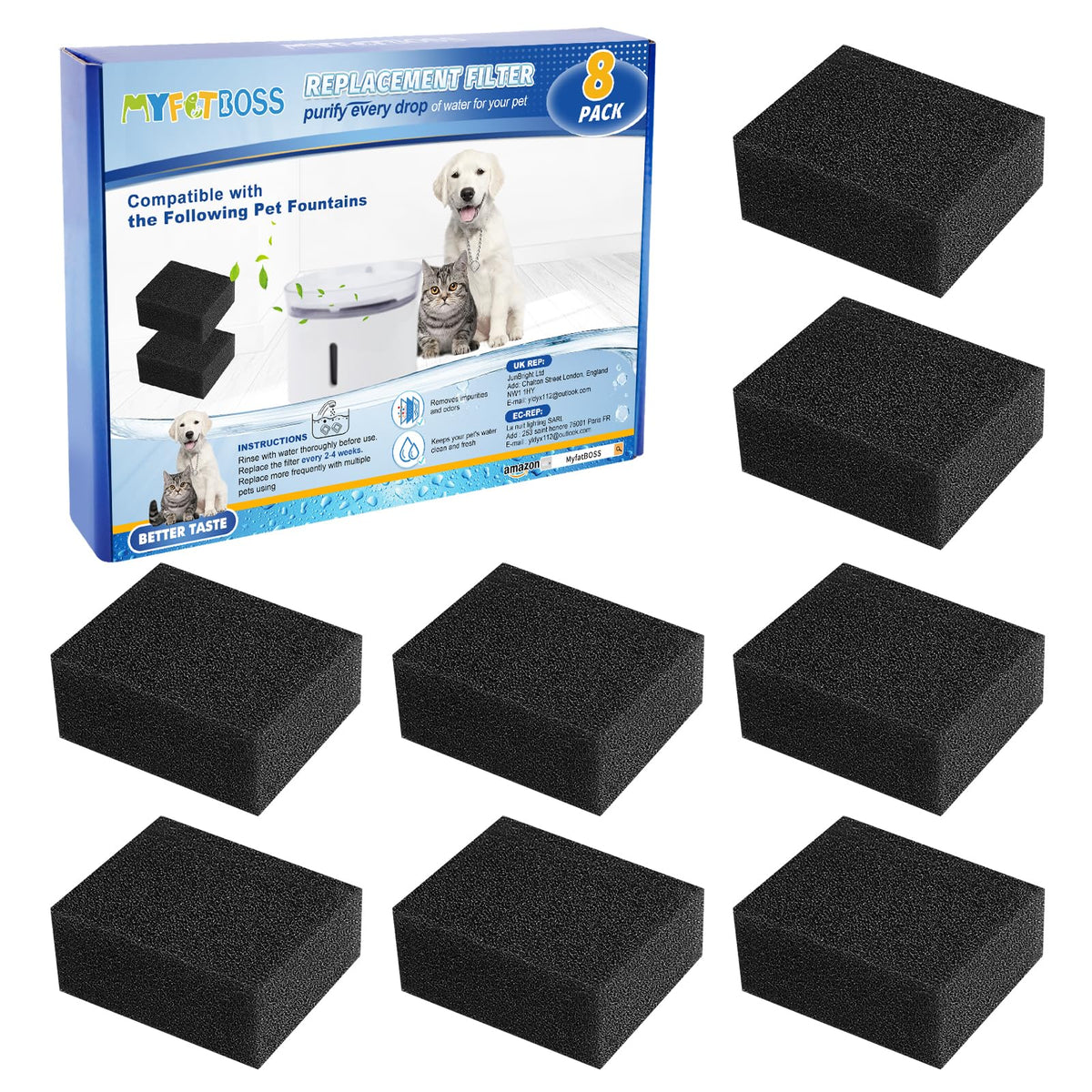 8PCS Pre Filter Sponges