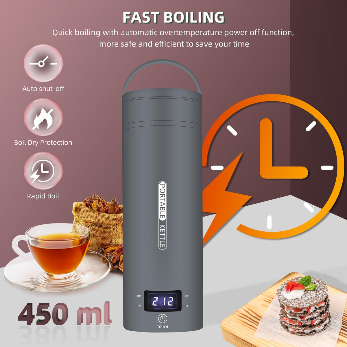 Portable Electric Kettle Travel (Grey)