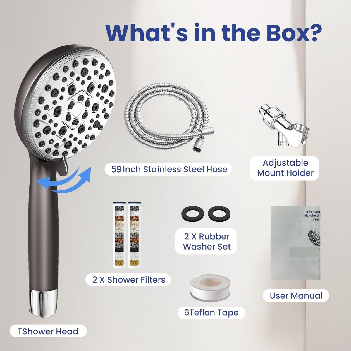 Shower Head with Handheld (Gray)