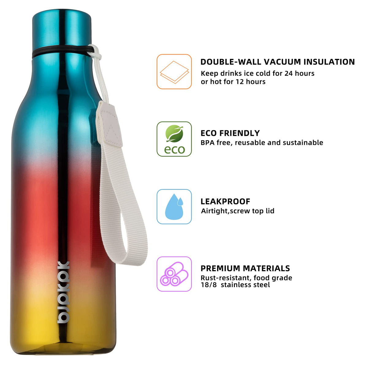 18oz Insulated Water Bottle (Caribbean Sunrise / 18 Ounces / 18oz)