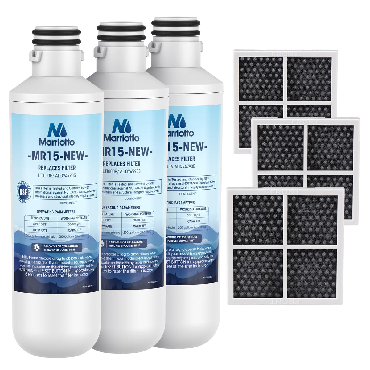 LT1000PC Water Filter and LT120F Air Filter Replacement (3+3 Count)
