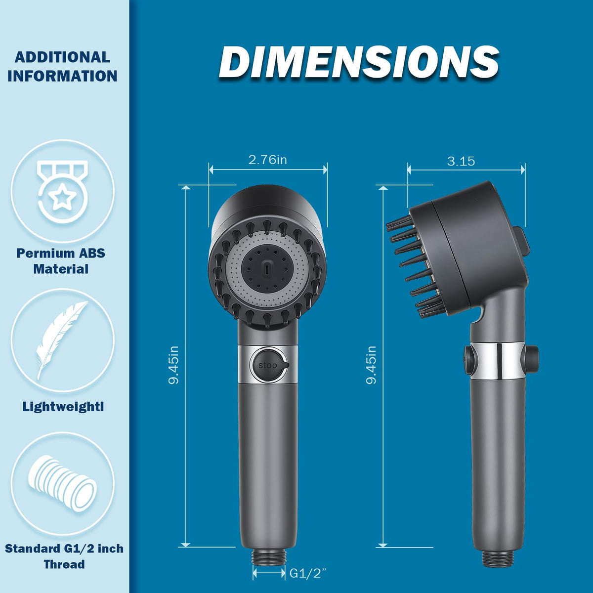 Filtered Shower Head with Handheld (Dark Gray)