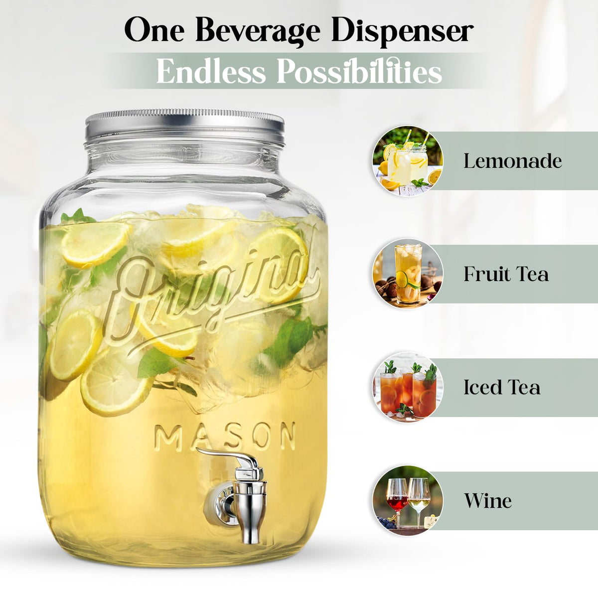 2 PACK 2 GALLON Drink Dispensers for Parties (Clear 2 Pack - 2 Gallon)