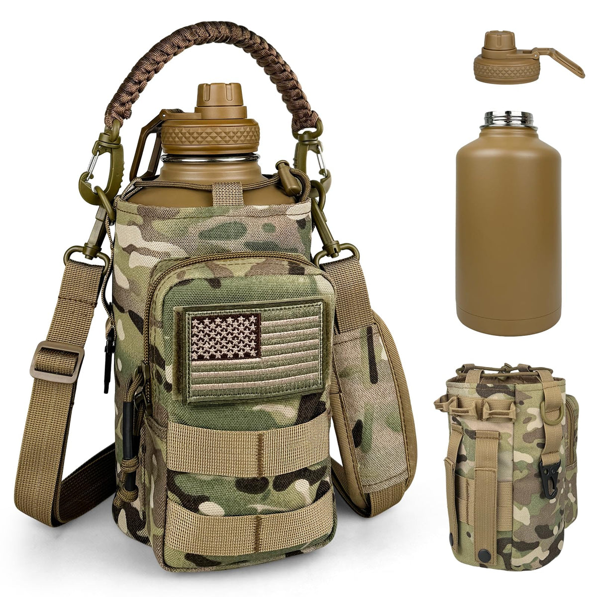 Half Gallon Water Bottle Insulated with Sleeve (64oz - CP Camo / 64 Ounces)