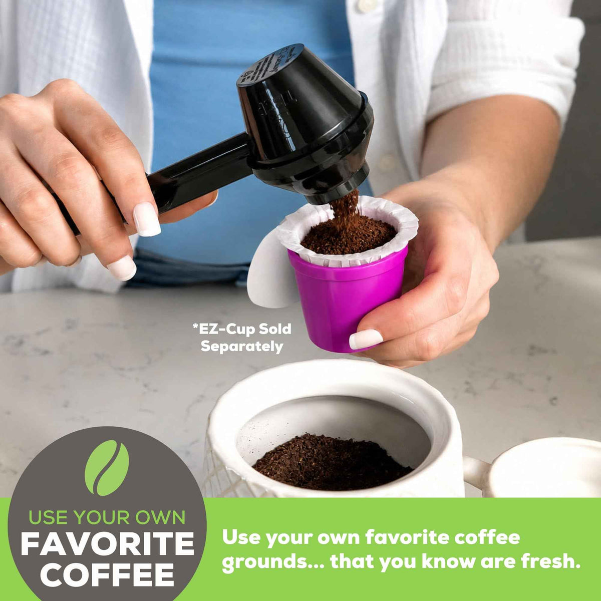EZ Cup Paper Filters with Lid for Reusable Coffee Pods