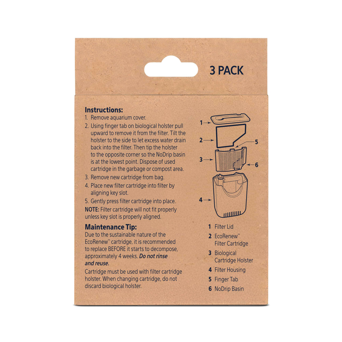 Aquarium Fish Tank EcoRenew Filter Cartridge (EcoRenew / 3 Pack)