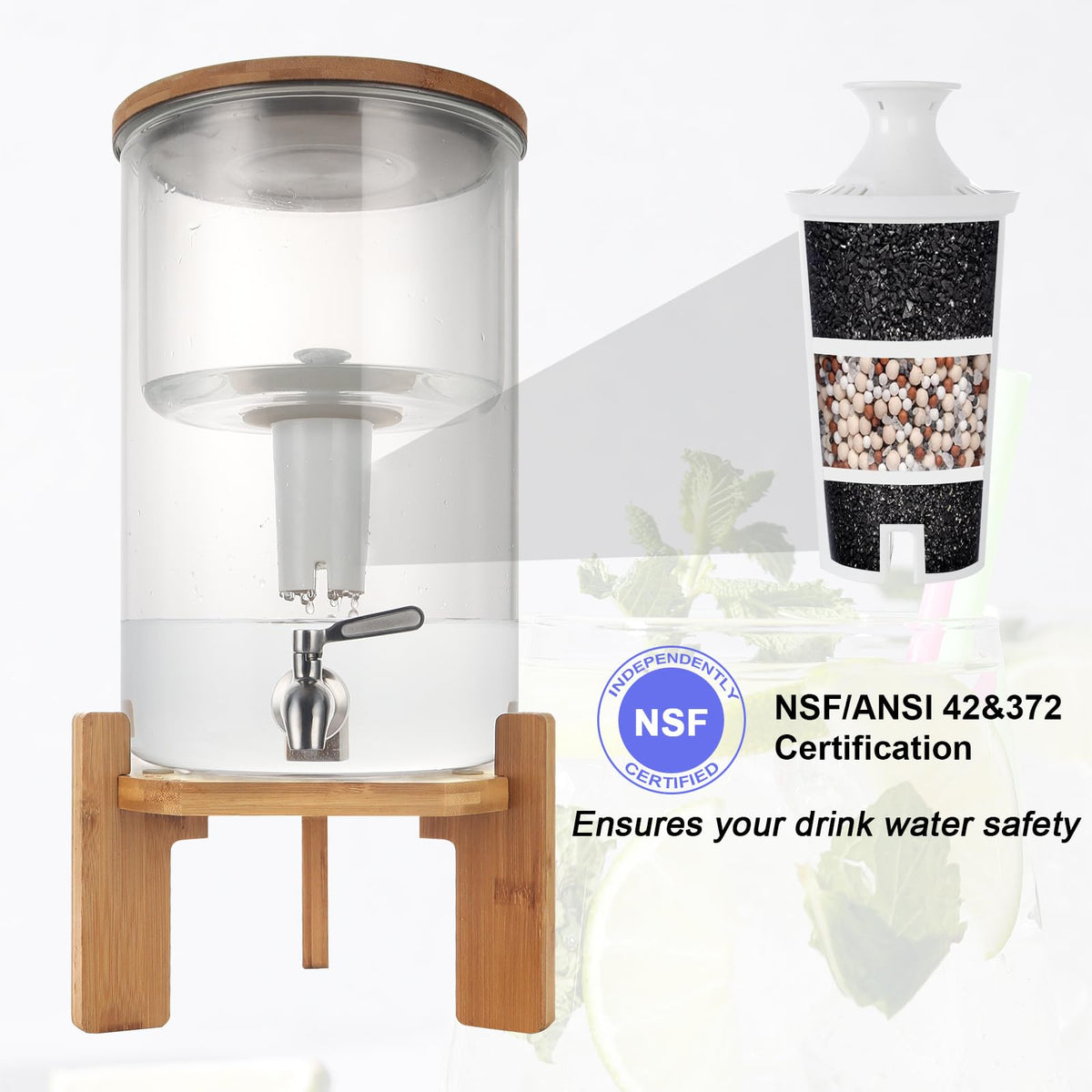 Glass Water Filter Pitcher (2.25 Gallon(8.5L))