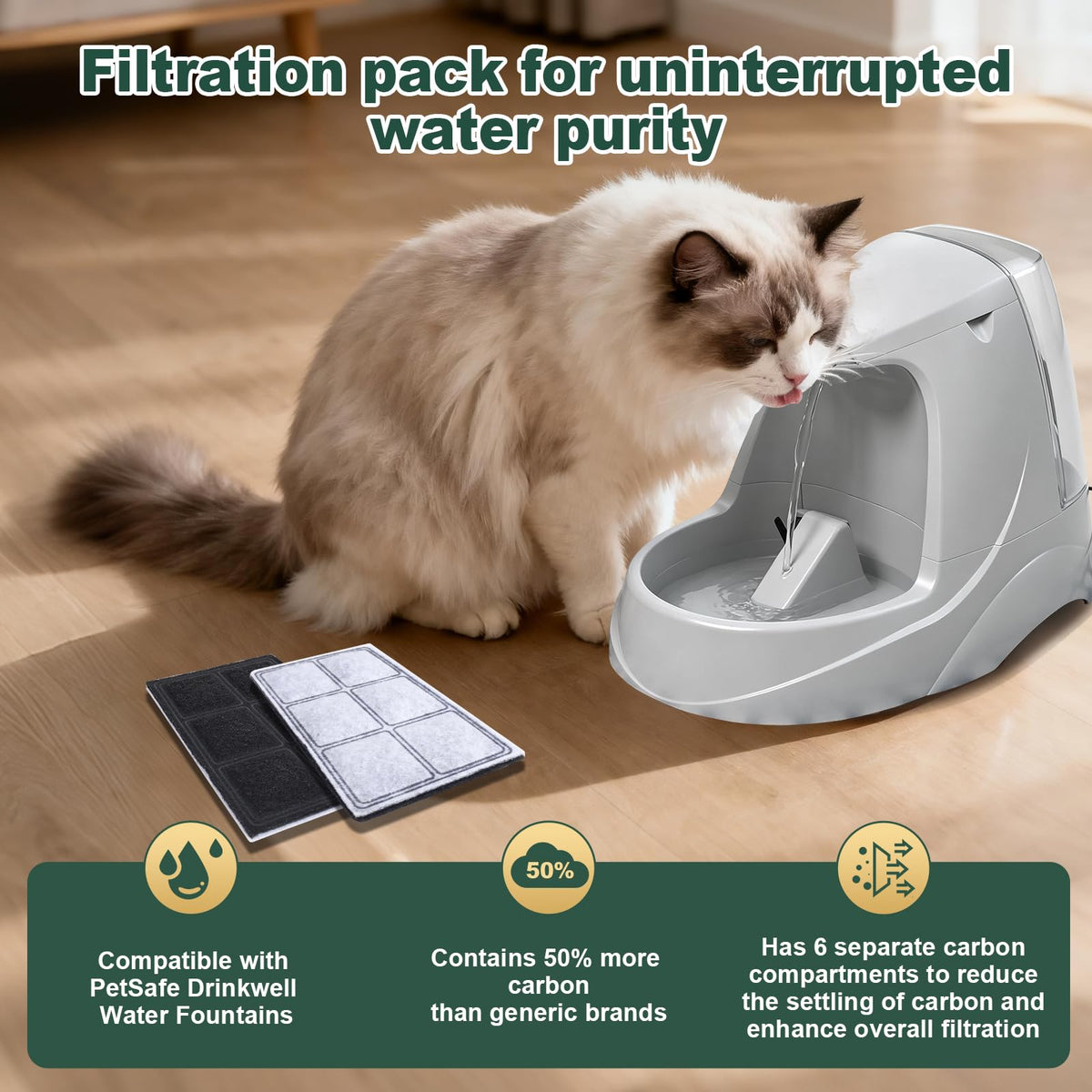 Pet Water Fountain Filters (16 filters + 2 brushes)