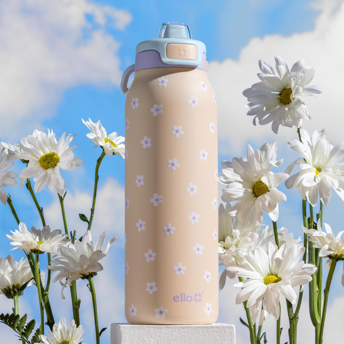 Pop & Fill 32oz Stainless Water Bottle (32oz / Gloss Daisies)