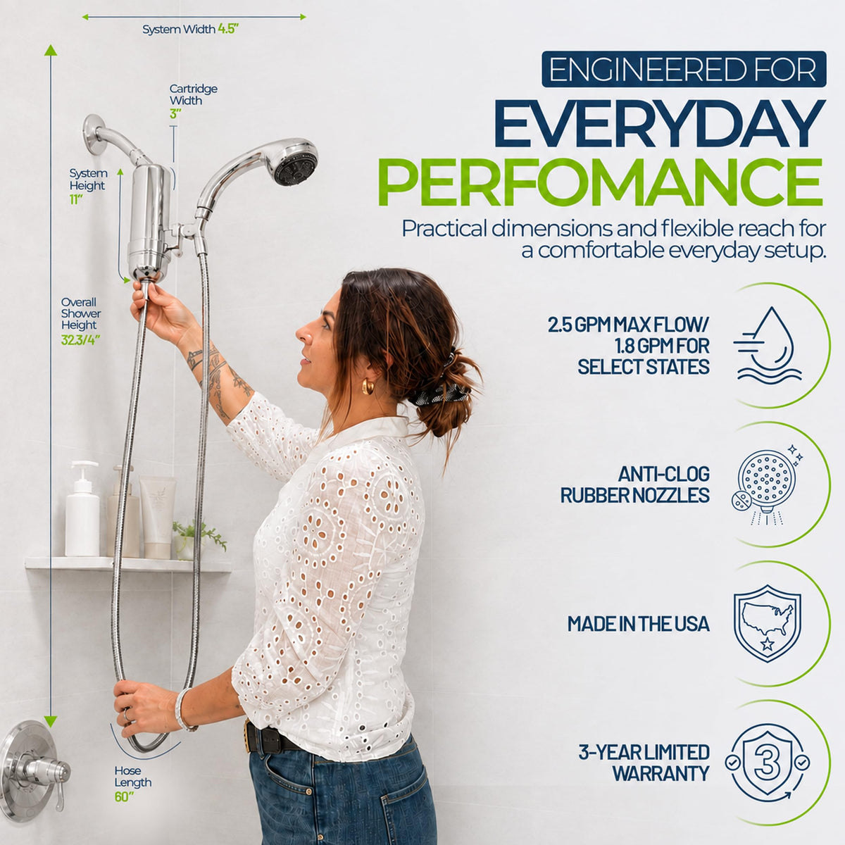 SF 7C Shower Filter System with Adjustable Handheld Shower Wand (2.5 GPM / Chrome)