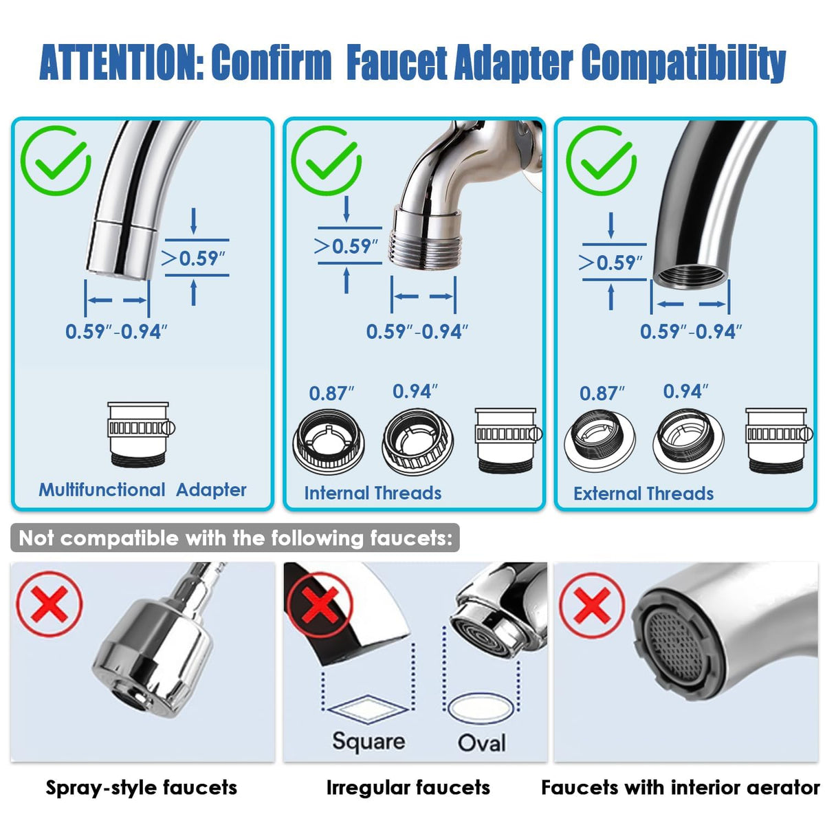 T1 Faucet Water Filter for Sink (White 1 Faucet Water Filter & 6 Filter)