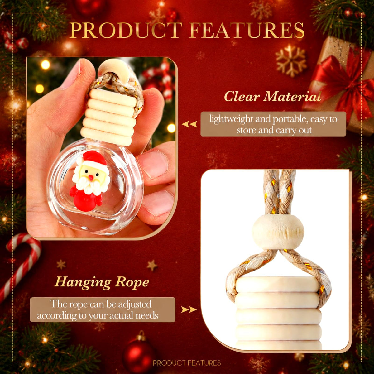 10 Pcs Car Diffuser Bottle Empty Bulk Christmas Hanging Freshener Bottle