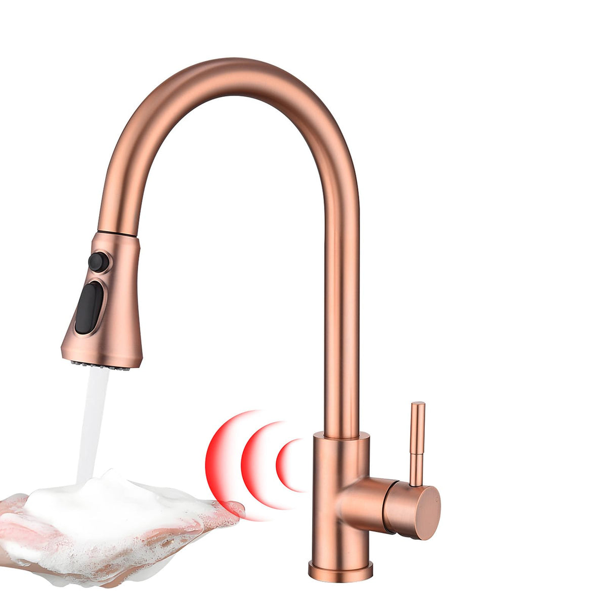 Touchless Kitchen Faucet with Pull Down Sprayer (Red Copper)