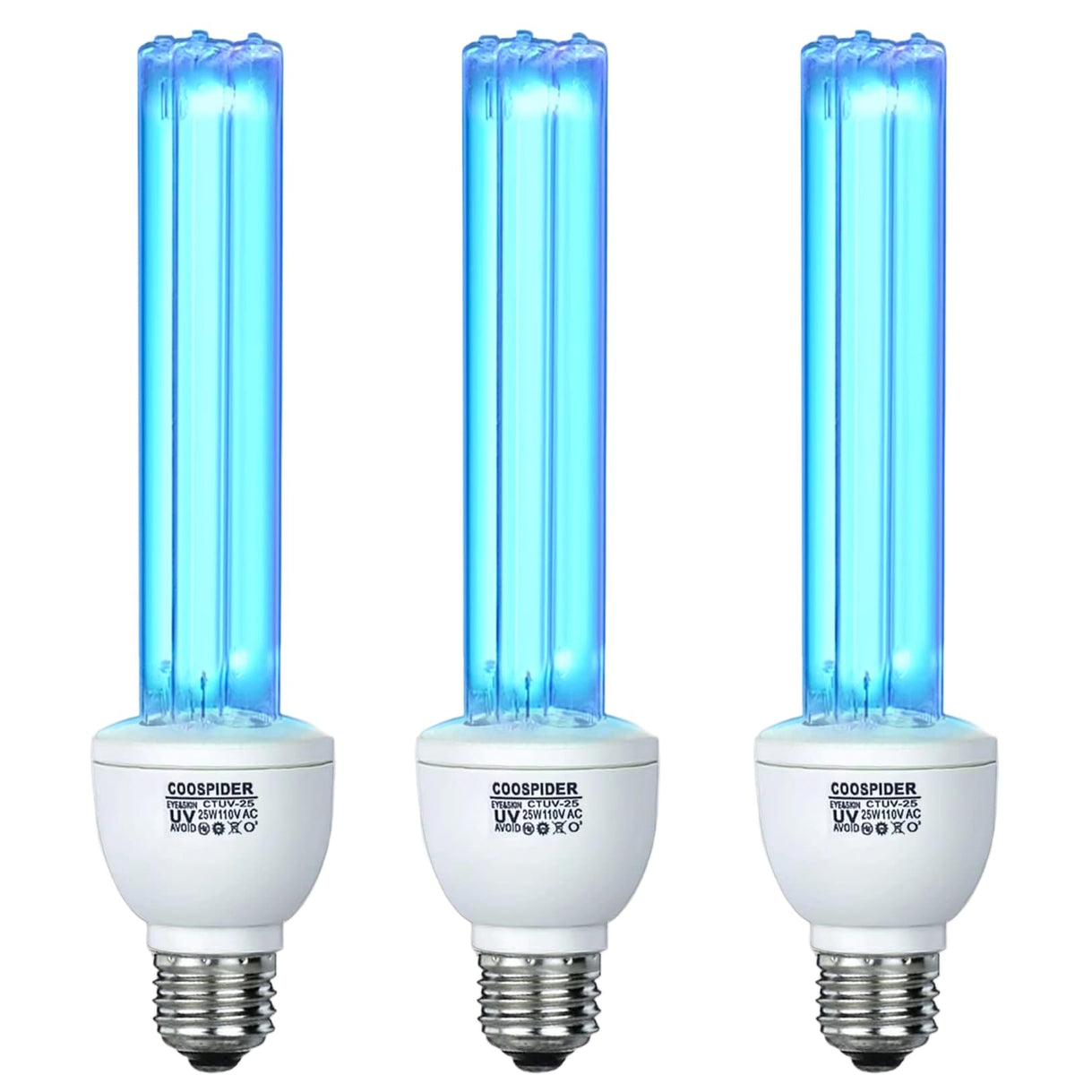 3 Pack 25 Watts UVC Light Bulb Ozone Free (25W Bulb-3 Pack(ozone free))