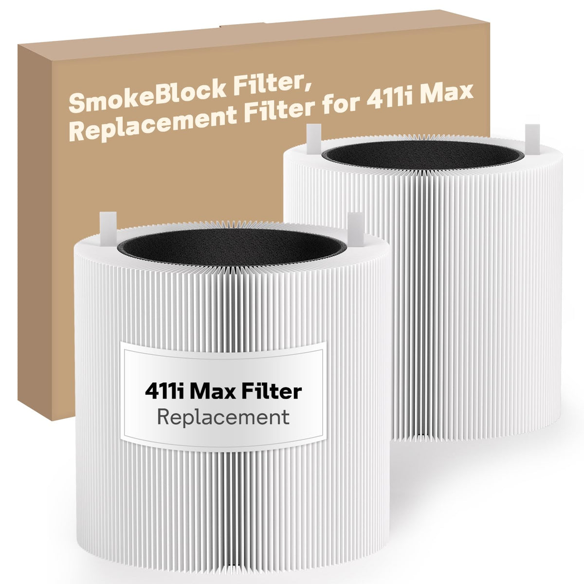 411i Max SmokeBlock Replacement Filter for Blueair 411i Max Air Purifier (Light White / 2 Pack)