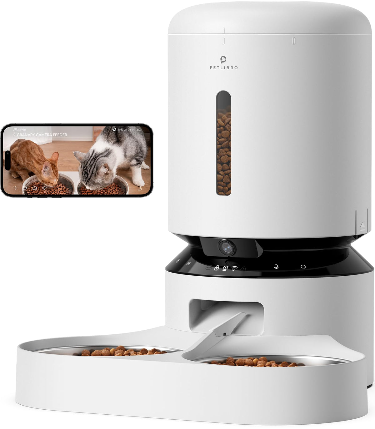 Automatic Cat Feeder with Camera for Two Cats (White / 5L (With Camera))