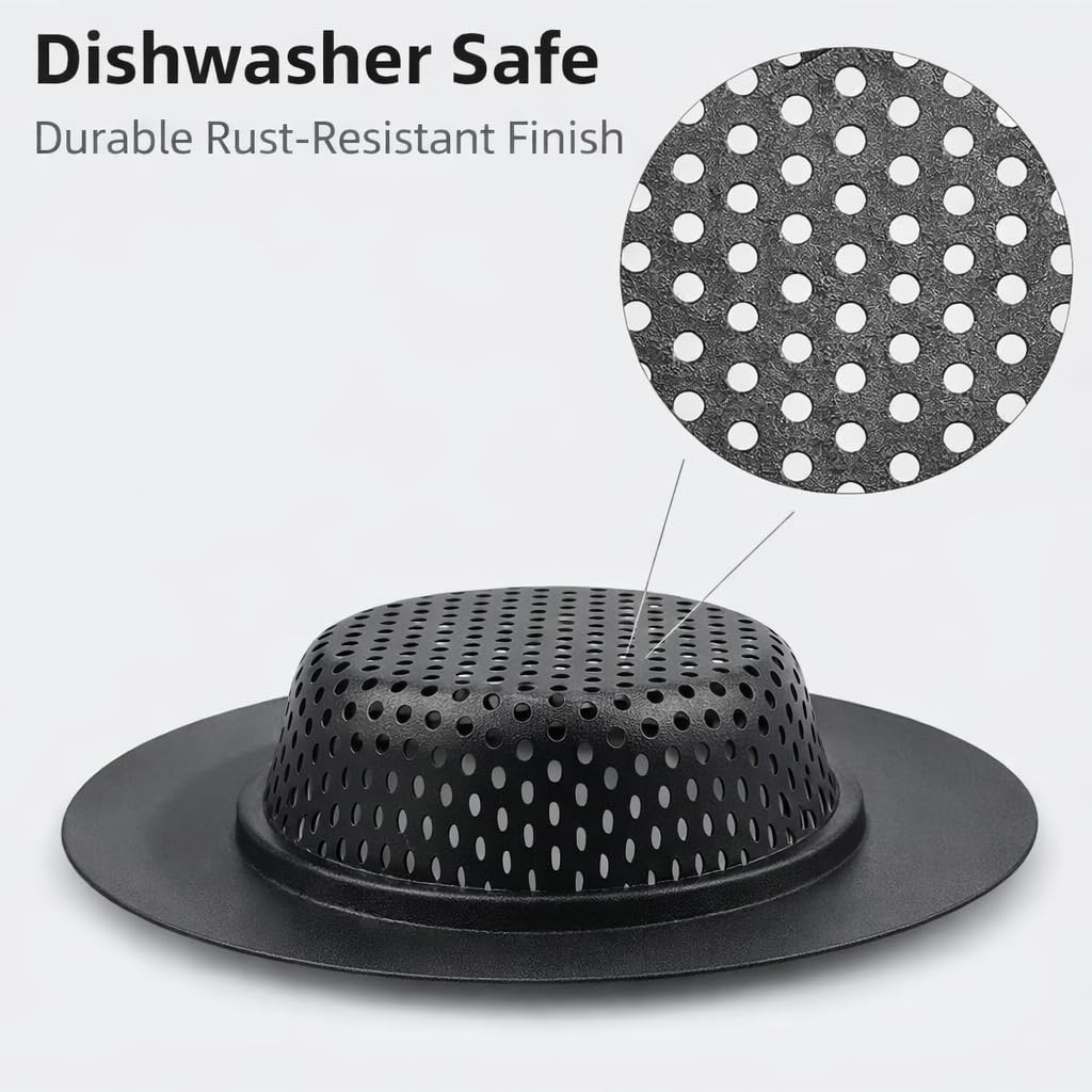 2 Pcs Sink Strainer for Most Kitchen Sink Drain Basket (Metal Black-2pack)