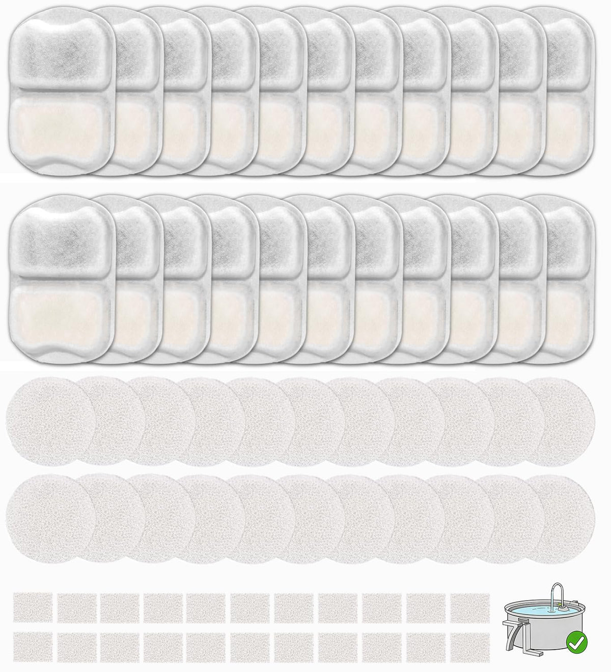 22 Sets Pet Water Fountain Filter Replacement Compatible with Oneisall PWF