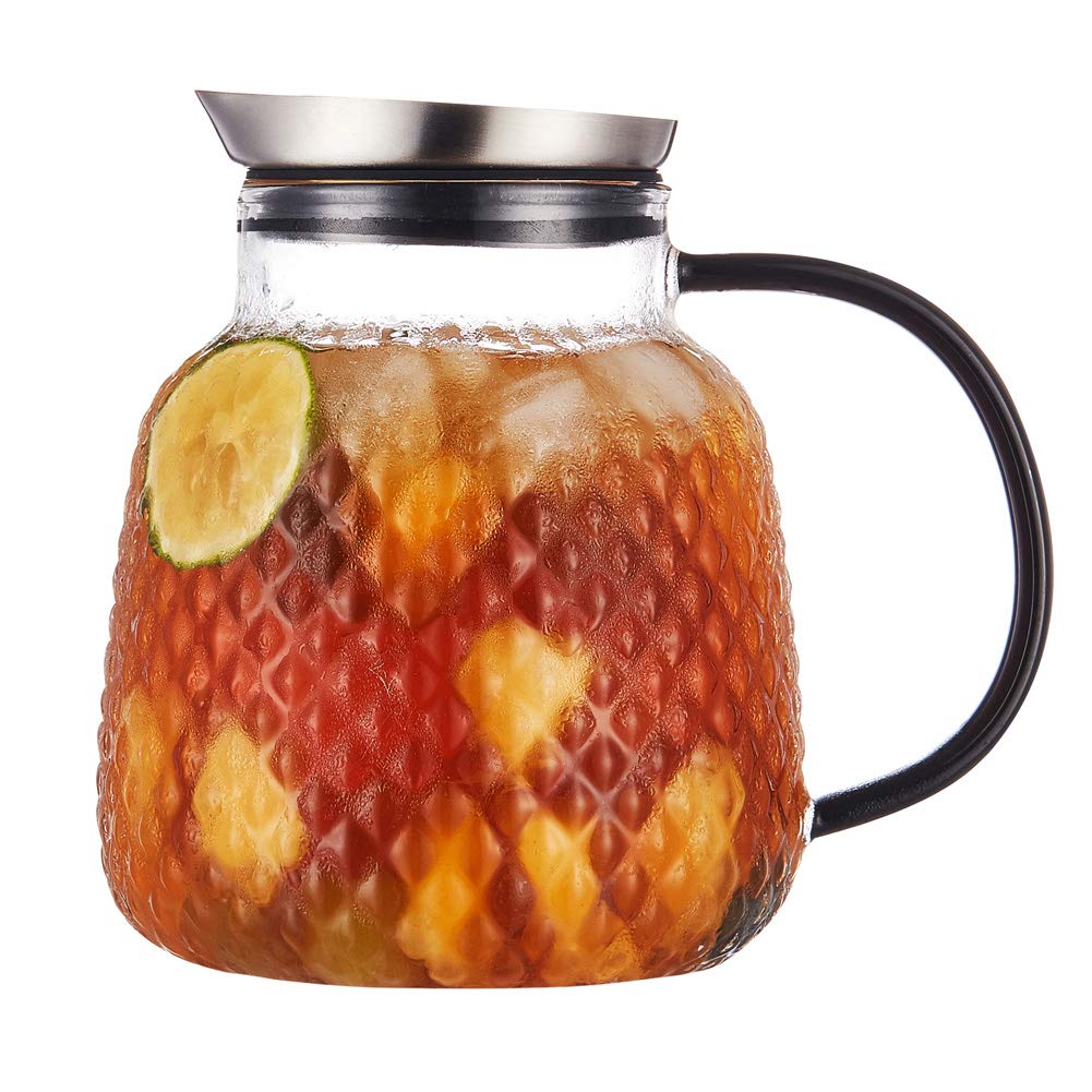 40 ounces “Pineapple Series” Glass Pitcher with Stainless Steel Lid (40 Ounces)