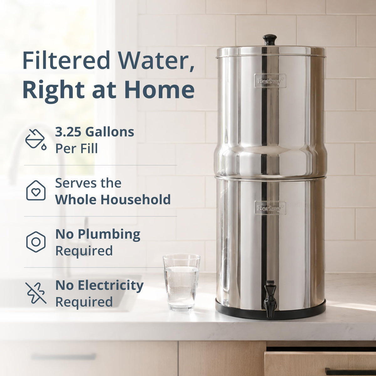 Royal Berkey 3.25 Gal Gravity Water Filter System with BB9