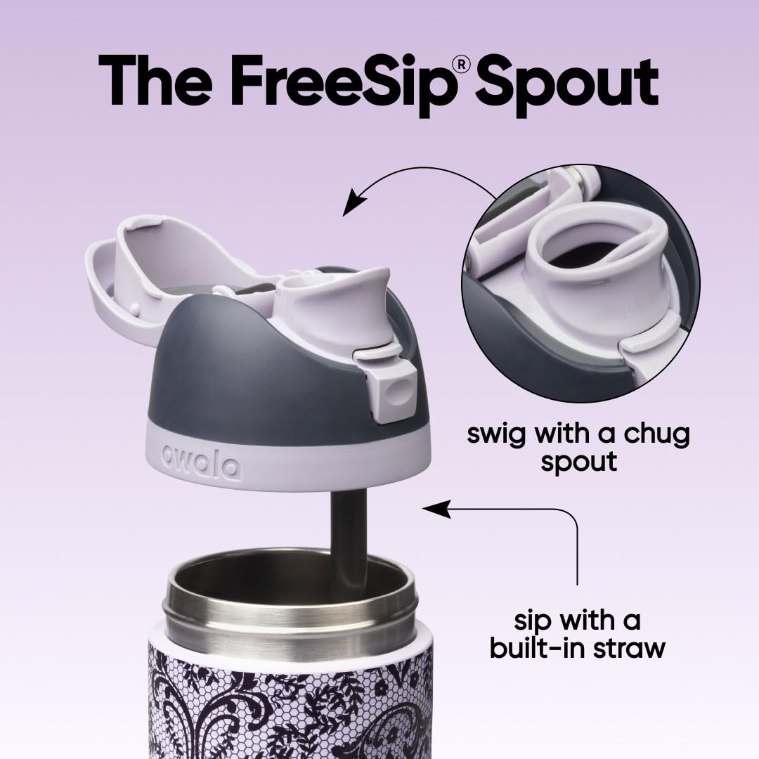 FreeSip Stainless Steel Water Bottle 24 oz Fashionably Late (Fashionably Late / 24 Ounces)