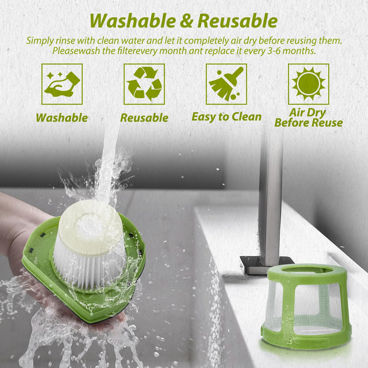 Replacement Vacuum Filter for Bissell Pet Hair Eraser Hand Vacuum Cleaner Models 1782 17823 Replaces Part Numbers 160