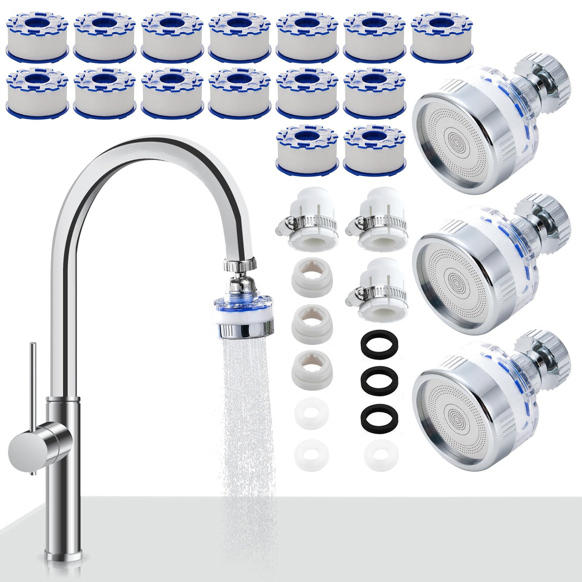 3 Pack Sink Water Filter Faucet (A-3 Filter & 15 Cartridges)