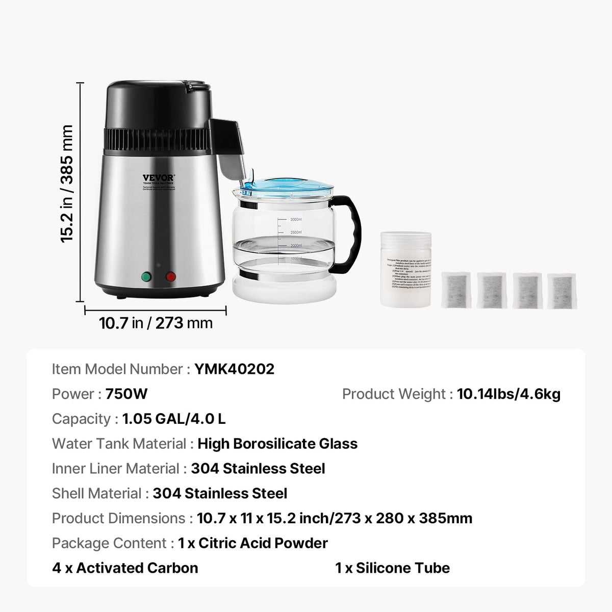 1.1 Gal Water Distiller (Silver / 1.1Gal)