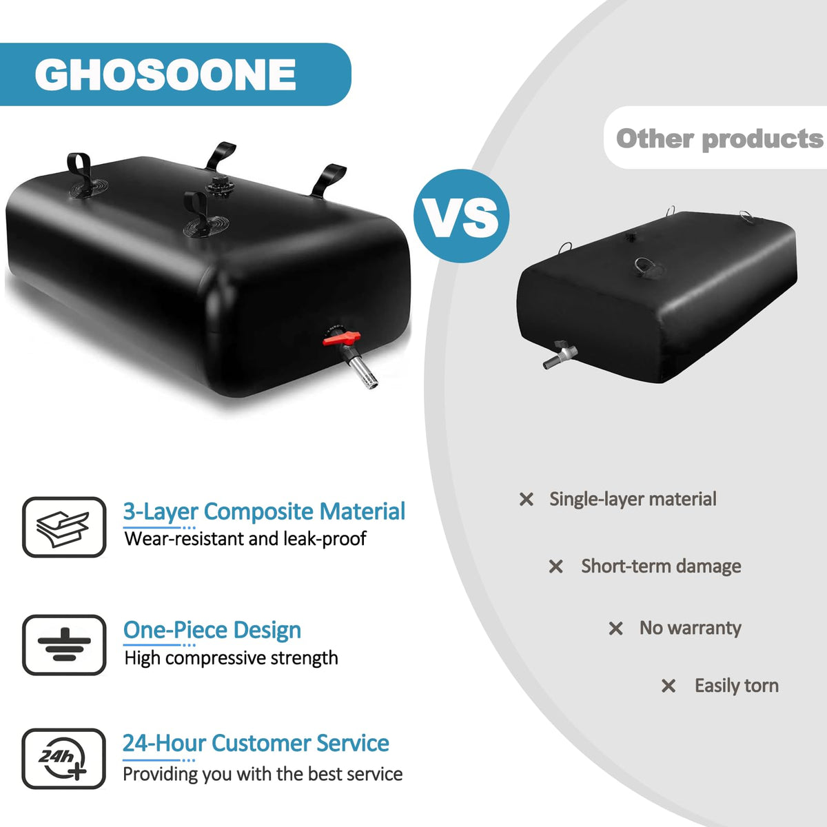 240L 63 Gal Water Bladder Tank (63Gal/240L / Black)