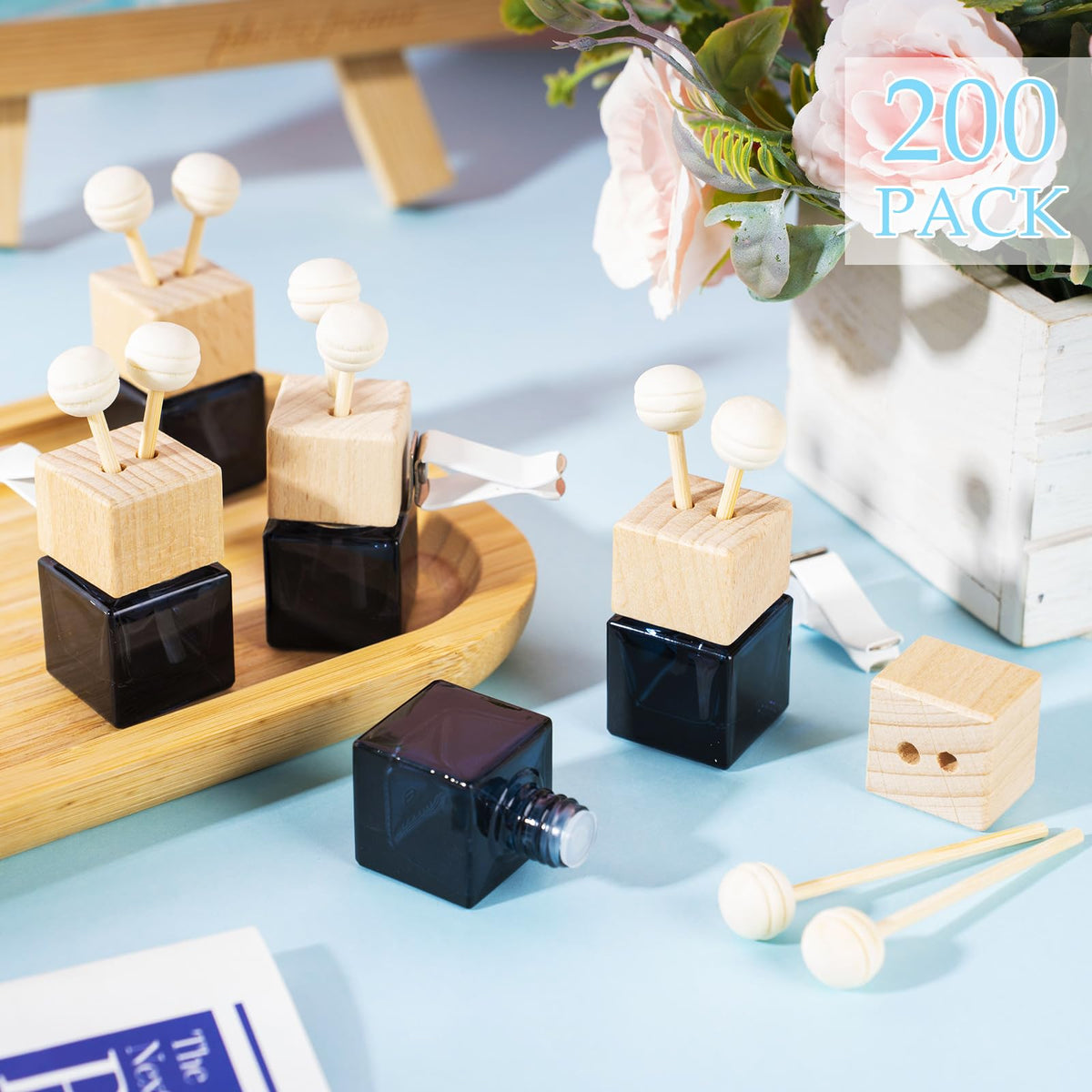 80 Pcs Car Diffuser Vent Clip Empty Diffuser Bottle (Gradient Black)