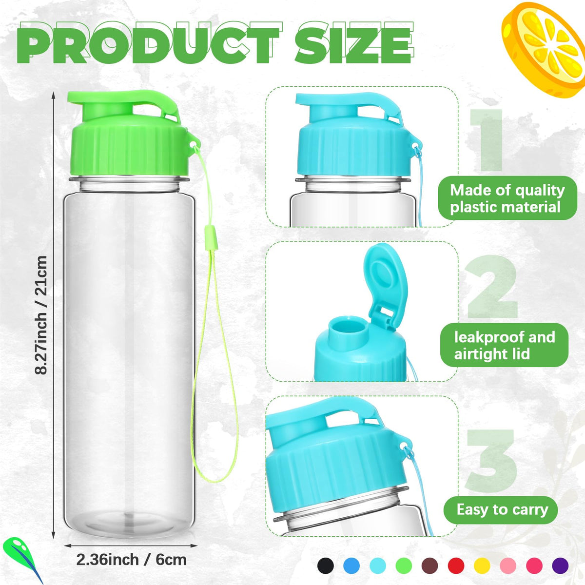 72 Pcs Plastic Water Bottles Bulk 17 oz (Clear,Multicolor)
