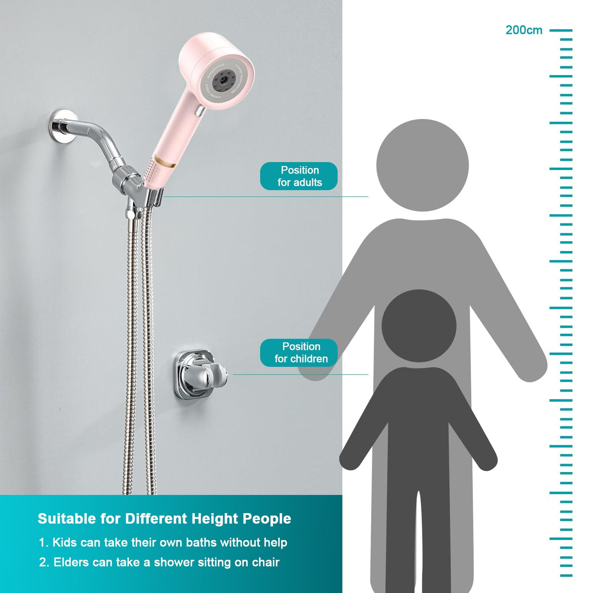 Shower Head with Handheld (Pink)