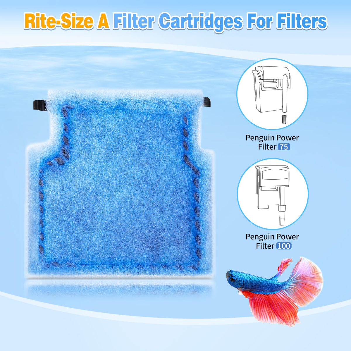 8 Pack Rite Size A Filter Cartridges Compatible with MarineLand (8 Pack)