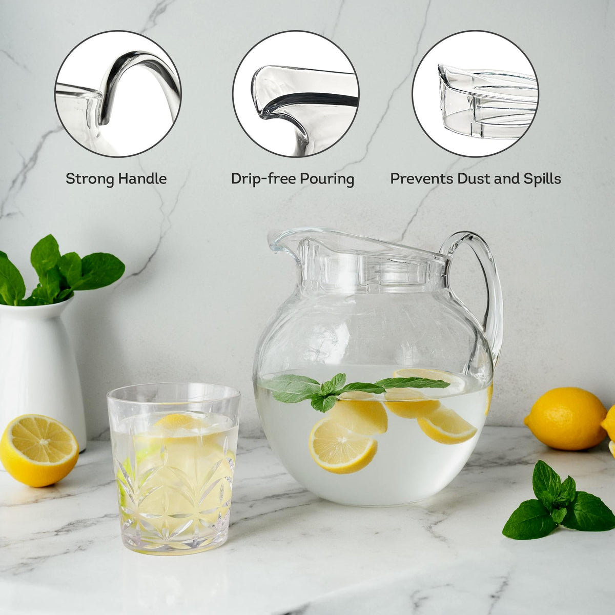 115 oz Shatterproof plastic pitcher with lid (With Lid(115oz))