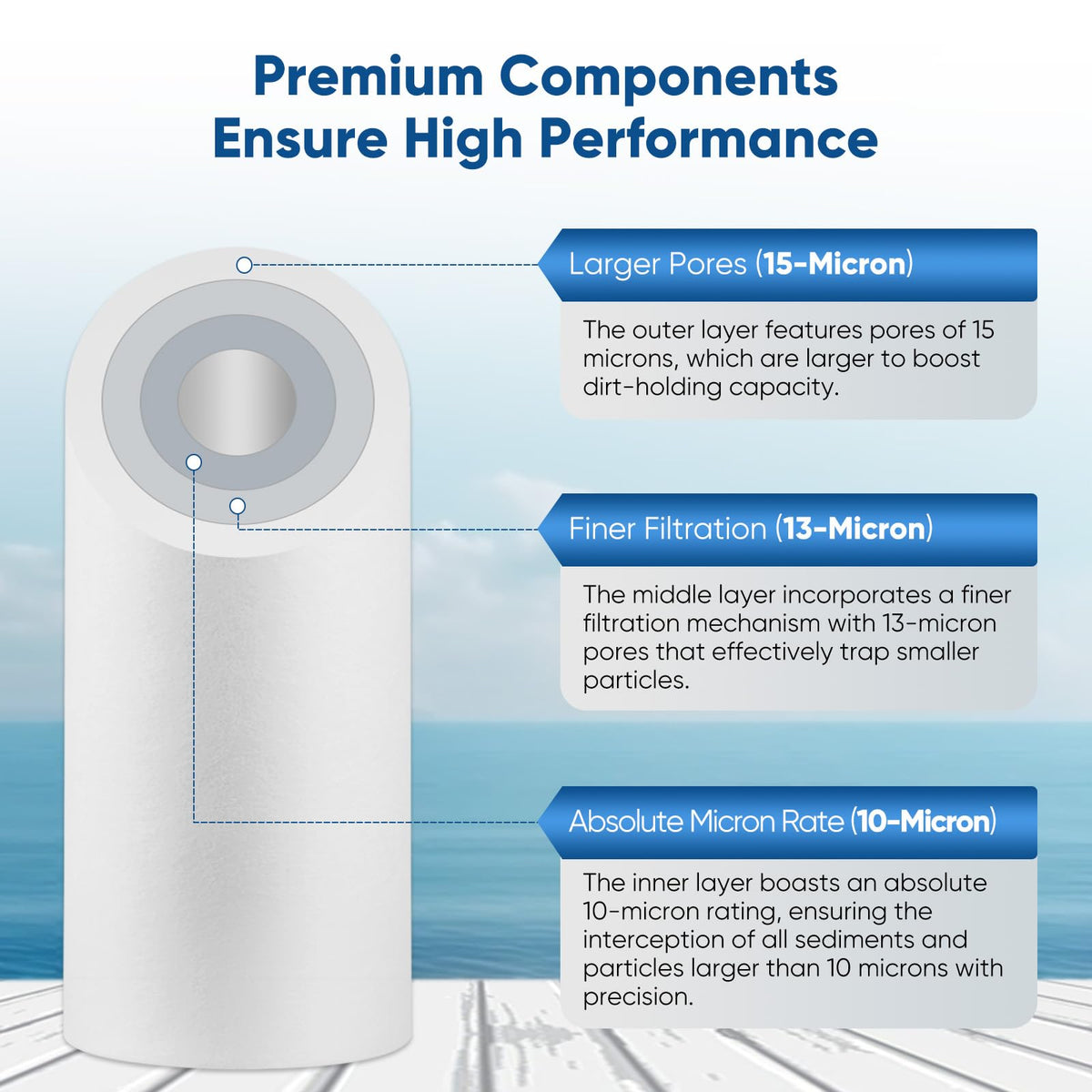 10 Micron 10"x4.5" Whole House Sediment Water Filter (2 Count (Pack of 1))
