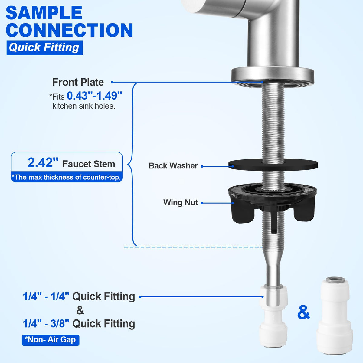 Long Stem Drinking Water Faucet (Brushed Stainless)