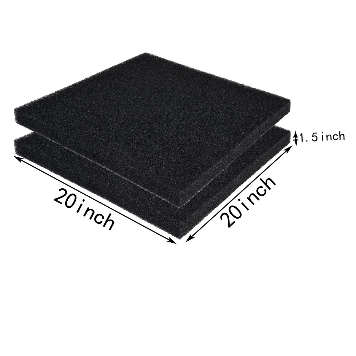 2 Pack Aquarium Bio Filter Sponge Pad 20"x20"x1.5" (20“x20"x1.5" (20PPI) 2 Pack)