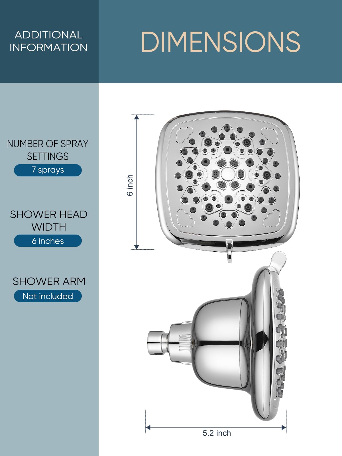 Filtered Shower Head (Square / B - Chrome)