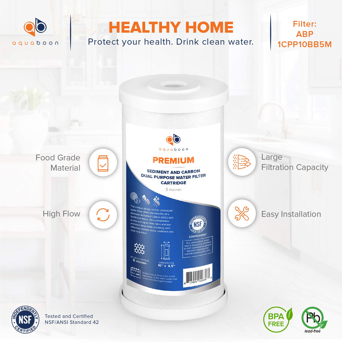 5 Micron 10 x 4.5 Whole House Water Filter Replacement Cartridge
