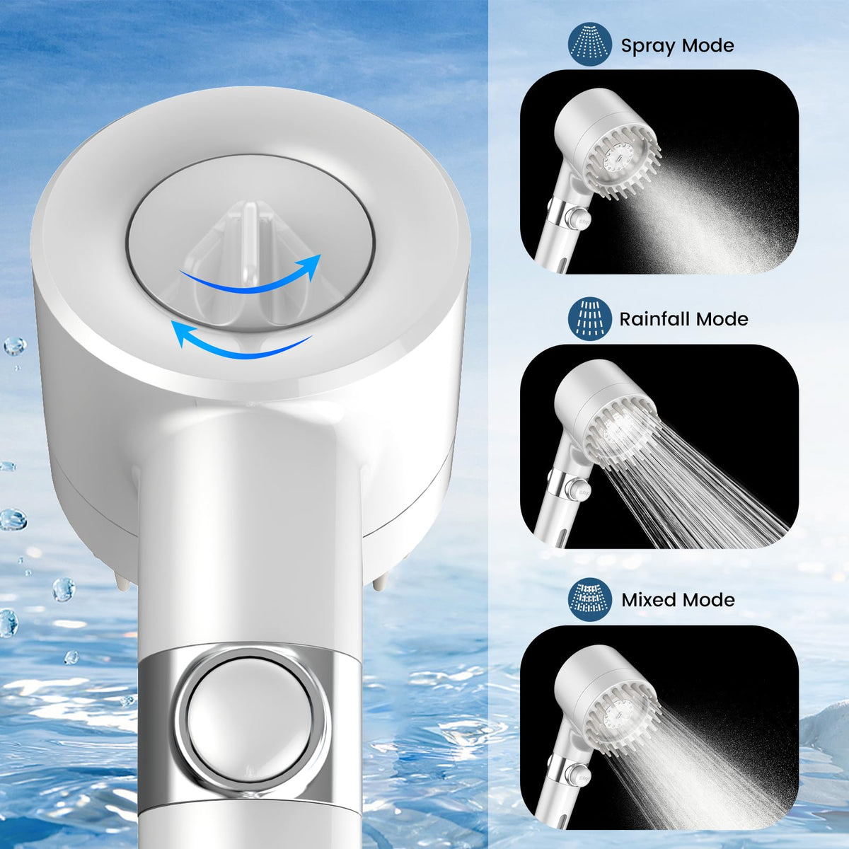 Filtered Shower Head with Handheld (Wihte)