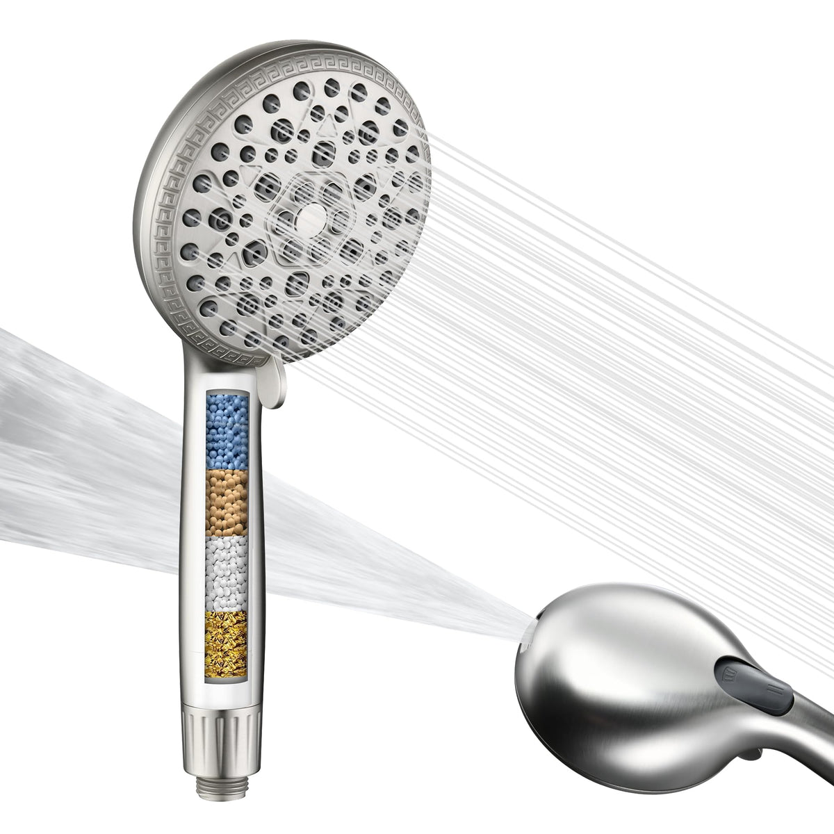Handheld Shower Head with Filter for Hard Water (Brushed Nickel)