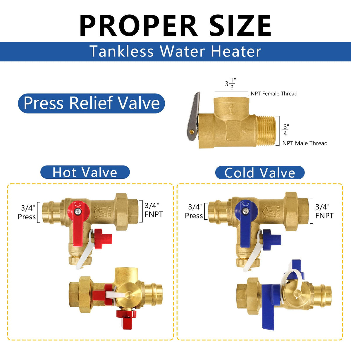 10Set GUOFIS Tankless Water Heater Service Valve Kit (Press)