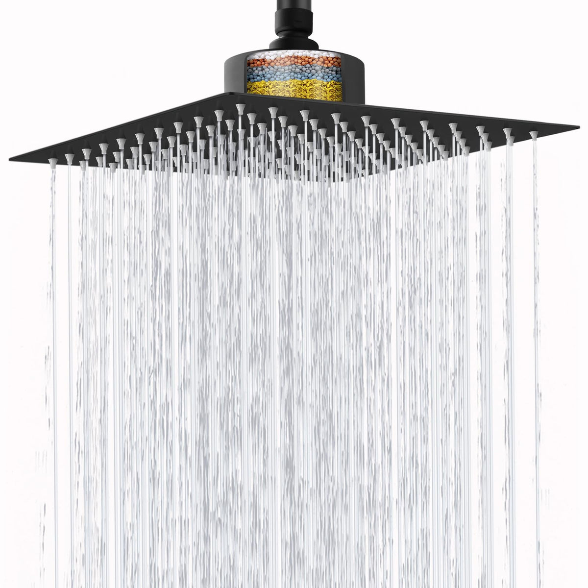 Large Rain Shower Head with Filtered (12 Inch / Matte Black)